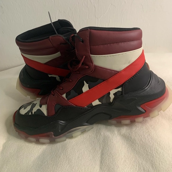 Mazino Wonderstone Sneakers Fashion Camo Sz 11 Mens High Top Burgundy 175 - Picture 3 of 15